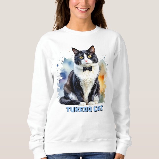 Stilig Smokingkatt T Shirt (Framsida)
