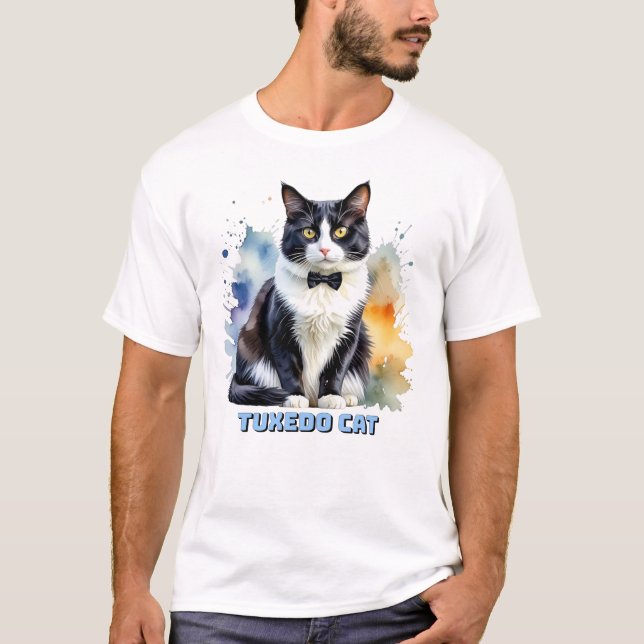 Stilig Smokingkatt T Shirt (Framsida)