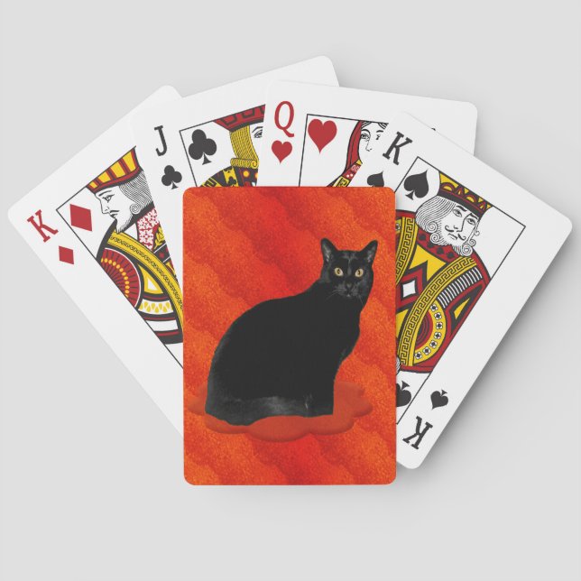 Stilig svart katt spel kort (Baksidan)