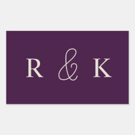 Stiliga bröllopspar med monogram rektangulärt klistermärke