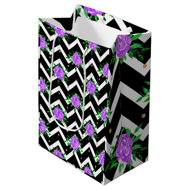 Stiliga Chevron Lila Blommor  (Framsidan Vinklad)