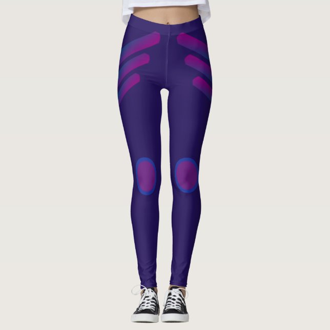 Stiliga diagonala linjer på indigoblå leggings (Framsida)