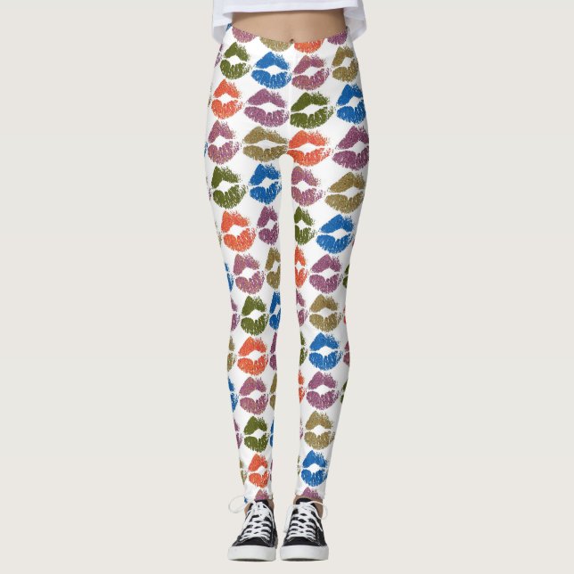 Stiliga Färgglada Läppar #8 Leggings (Framsida)