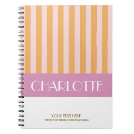 Stiliga färgglada ränder Personlig monogram Anteckningsbok
