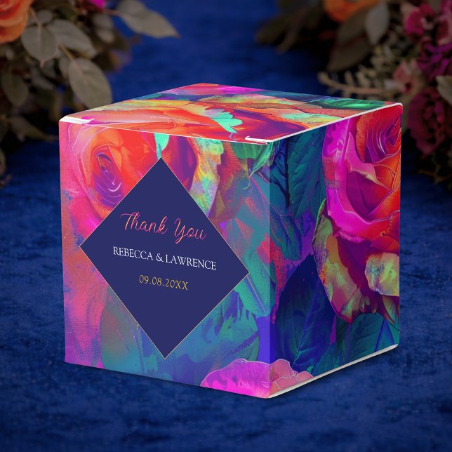 Stiliga färgrika ljusa blommor bröllop presentaskar (Skapare uppladdad)