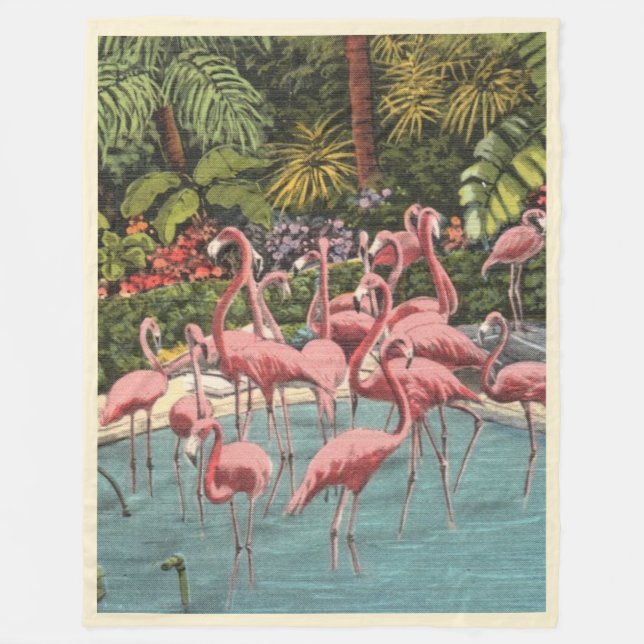 Stiliga flamingos kastmadrass fleecefilt (Framsidan)