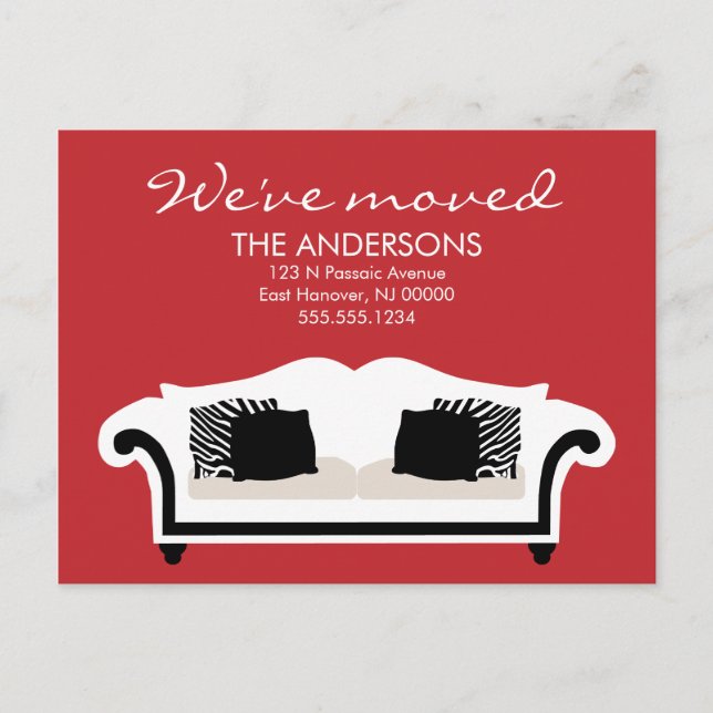 Stiliga flyttmeddelanden för dekoration meddelande vykort (Framsida)