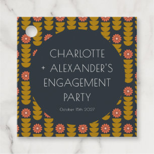 Stiliga geometriska blommor anpassade förlovningsf gåvor etiketter