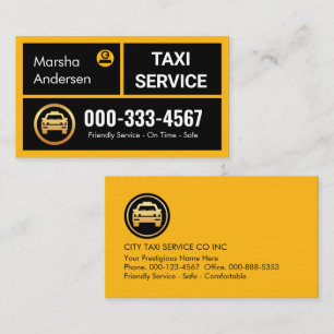 Stiliga gula taxibilar körande hytt visitkort