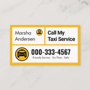 Stiliga gula taxibilar lådor Cab Driving Visitkort