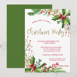 Stiliga Holly Berries Company Julfest Inbjudningar