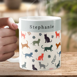 Stiliga Katter Mönster Personlig Kaffemugg