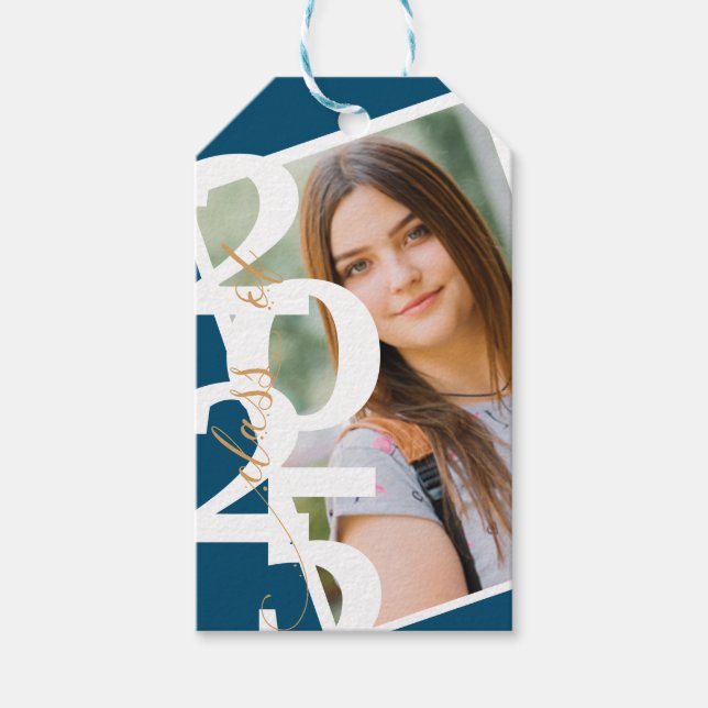 Stiliga Klass 2025 Foto Examen Presentkort Presentetikett (Framsidan)