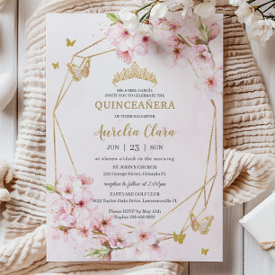 Stiliga körsbärsblommor Blommande Quinceañera Swee Inbjudningar