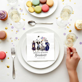 Stiliga Kvinnliga Akademiker i Lila Kappa Examen Pappersservett