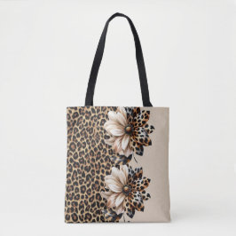 Stiliga leopardmönster med solrosdetalj leggings tygkasse
