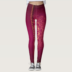 Stiliga Magenta Guld Leggings
