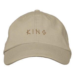 Stiliga män KING Text Khaki-Hat Tryckt Formpassad Broderad Keps