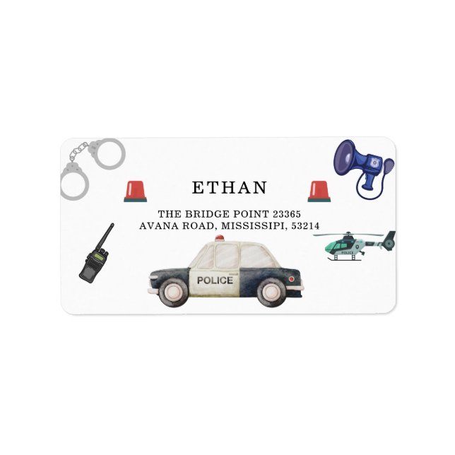 Stiliga polisbarnkalas adressetikett (Framsidan)