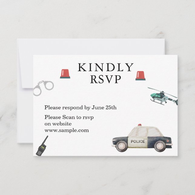 Stiliga polisbarnkalas tack kort (Framsida)