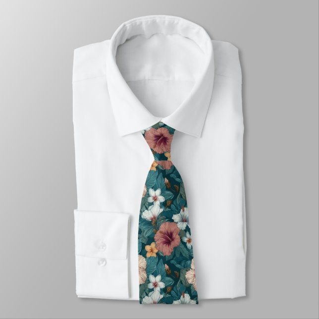 Stiliga presentidéer för han tropical blomma slips (Bunden)