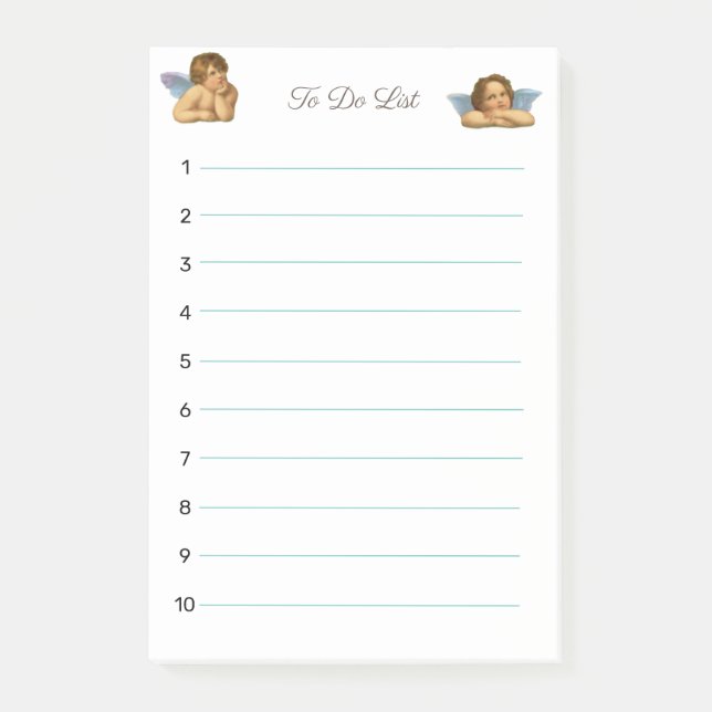 Stiliga Raphael-keruber på vit Post-it Block (Framsida)