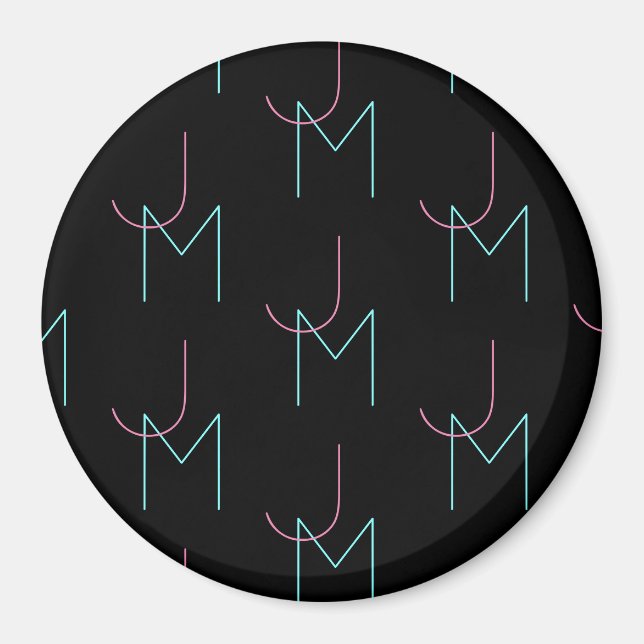 Stiliga redigerbara moderna kaklade initialer magnet (Framsidan)