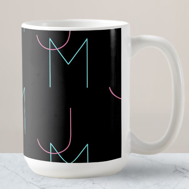 Stiliga redigerbara två moderna initialer i kakel kaffemugg (Skapare uppladdad)