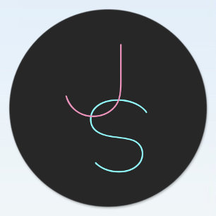 Stiliga redigerbara två moderna ser ut initialer  klistermärke