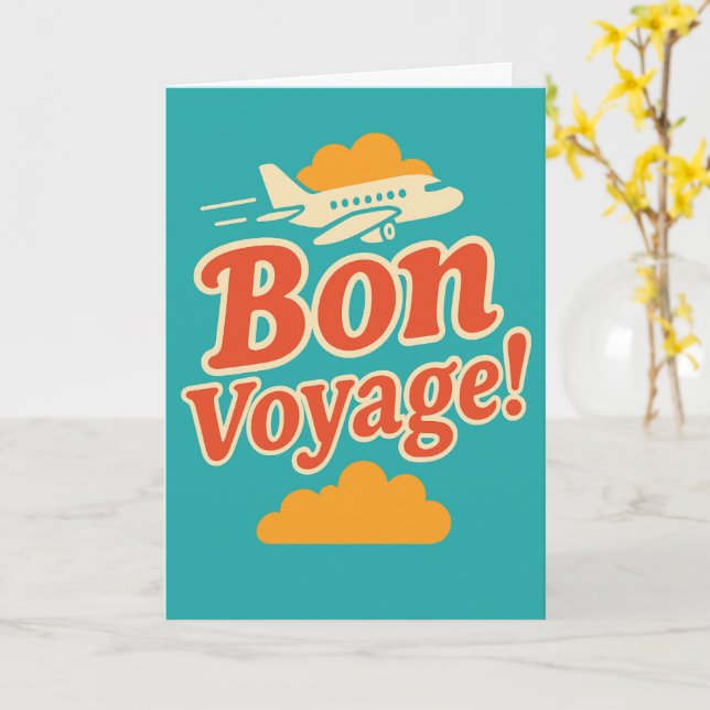 Stiliga Resönskemål Retro Flygplan Minimalistisk Kort (Gul blomma)