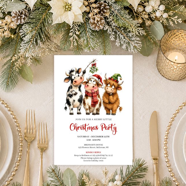 Stiliga roliga djur minimalistiska julfest  inbjudningar (Stylish Funny Animals Minimalist Christmas Party Invite

)
