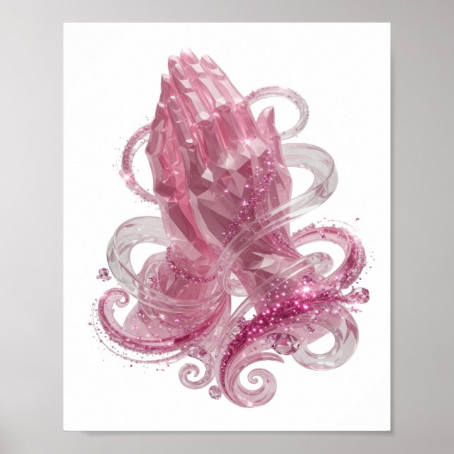 Stiliga rosa BEDJANDE HÄNDER Poster (Framsidan)