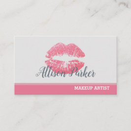 Stiliga rosa läppar glitter sminkartist visitkort