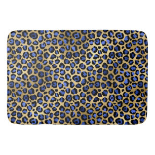 Stiliga Royalblå och guld folie leopardfläckar Badrumsmatta
