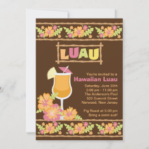 Stiliga Tropiska Drinkar Hawaiansk Luau-fest Inbjudningar