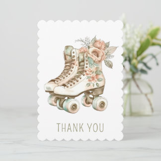 Stiliga Vintage Blommiga Retro Rullskridskor Desig Inbjudningar