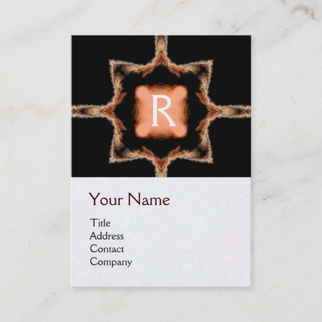 STILIGT Fyrkantigt MONOGRAM rött brunt vitt,svart Visitkort (Framsida)