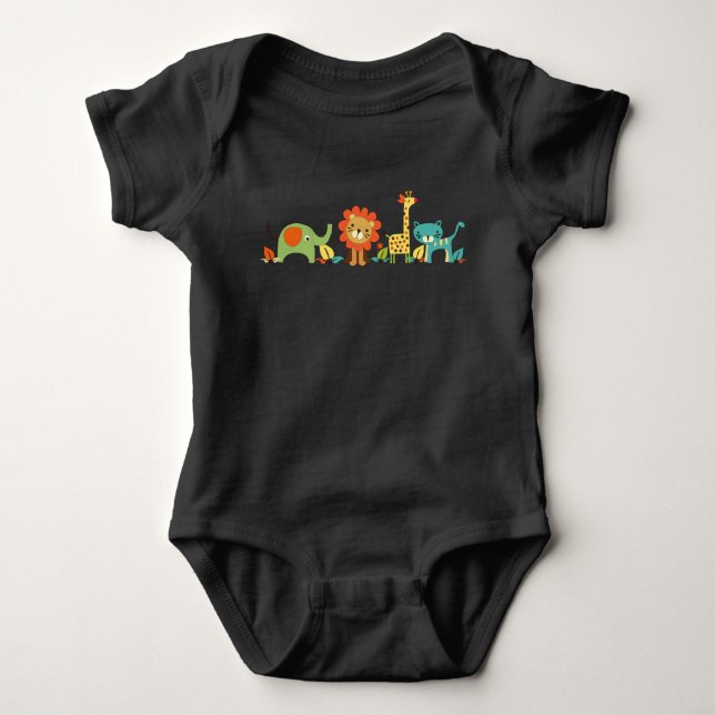 Stiliser Animals Cute Lejon Giraffe Elephant Boy T Shirt (Framsida)