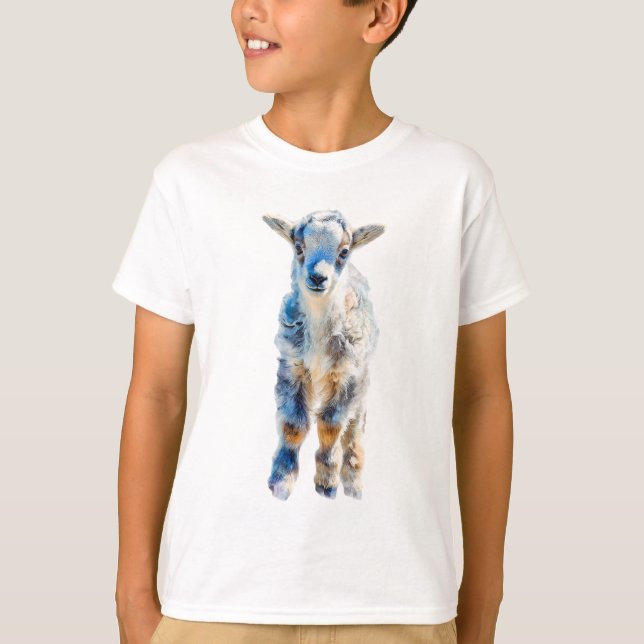 Stiliserad akvarell blå barn t shirt (Framsida)