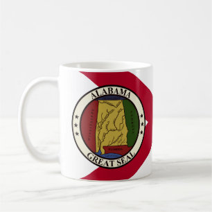 Stiliserad Alabama Statlig flagga/ säl som läggs o Kaffemugg