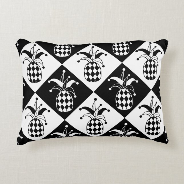 Stiliserad ananas Harlequin Doodle Mönster Prydnadskudde (Framsidan)