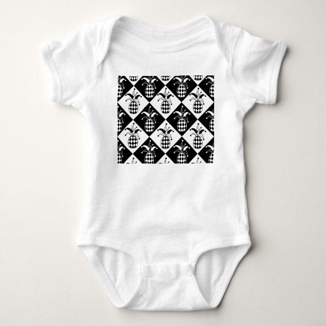 Stiliserad ananas Harlequin Doodle Mönster T Shirt (Framsida)