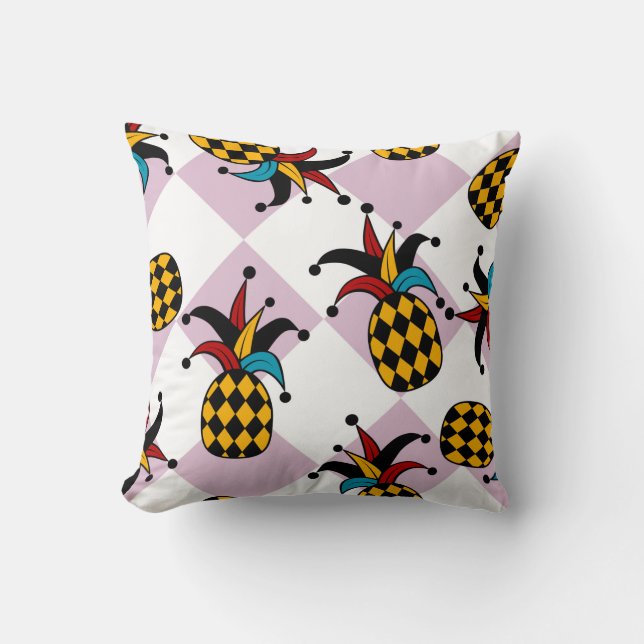 Stiliserad ananas. Hat och rhombus Harlequin. Sjöf Kudde (Framsida)