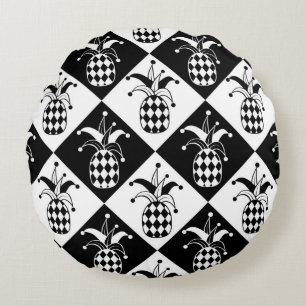 Stiliserad ananas. Hat och rhombus Harlequin. Sjöf Rund Kudde