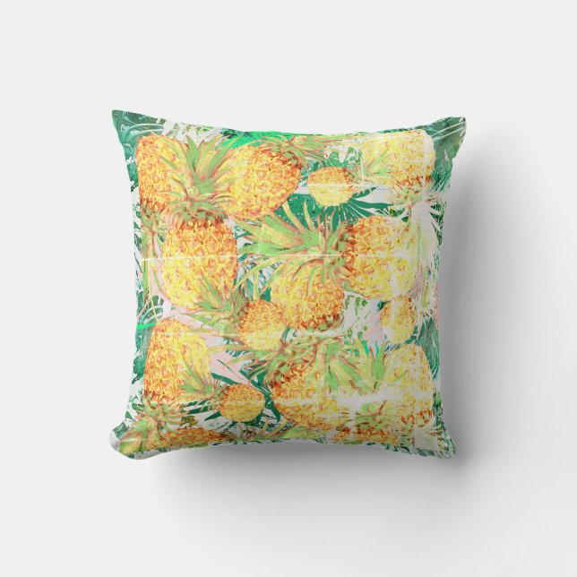 Stiliserad Ananas Palmmönster Kudd Pillow Kudde (Framsida)
