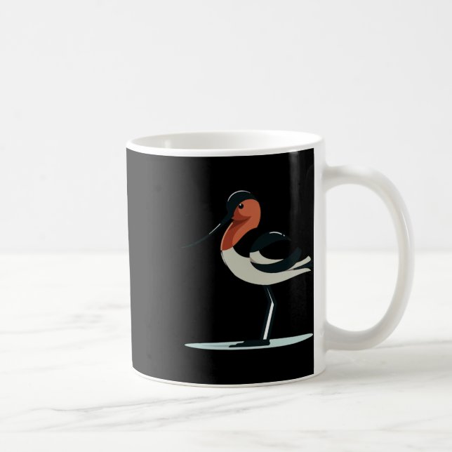 Stiliserad Avocet-fågel Med Lång Näbb Och Elegant  Kaffemugg (Höger)