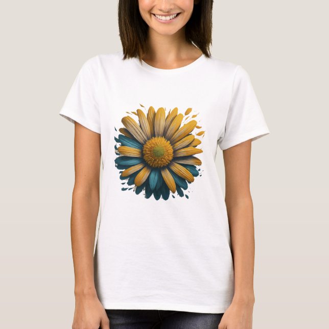 stiliserad bild av en blommande daisy, t shirt (Framsida)