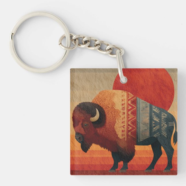 Stiliserad Bison med infödda amerikanska mönster  (Framsidan)