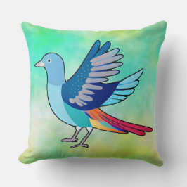 Stiliserad blå fågelbakgrund kudde