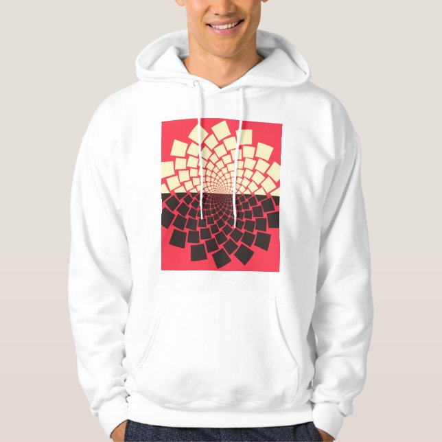Stiliserad blomma: Black Red Ivory Hoodie (Framsida)